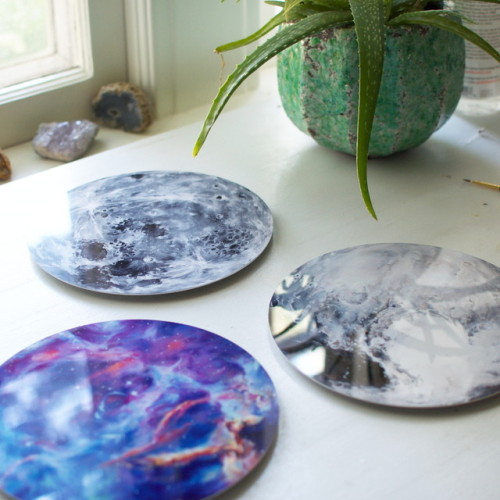 Round metal space prints, Trisha Thompson Adams