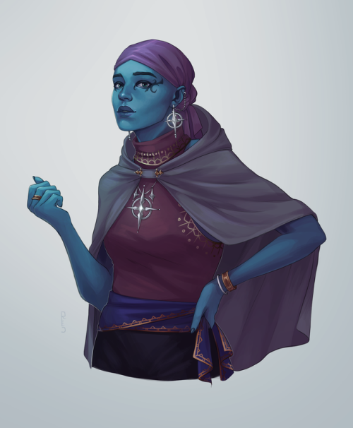 redtallin:A Water Genasi Cleric of Selune for a client on Twitter. 