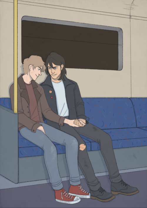 harrysapples: Just two idiots on the tube (redid an old piece from 2017)