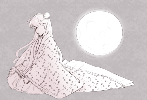 ectopuppy:had a strong urge to draw sailor moon fanart as well as traditional japanese clothing so h