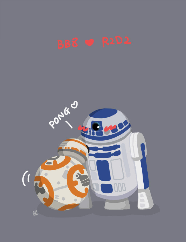 1700s — BB8 kisses R2D2. ❤