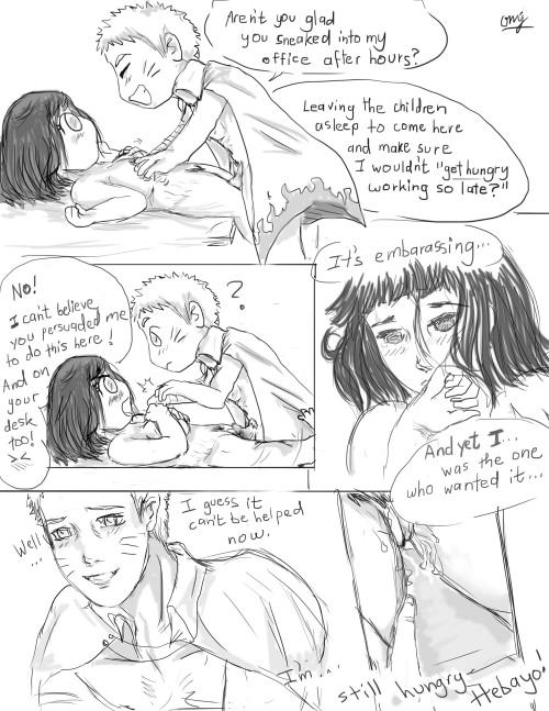onemerryjester:  NHSM Day 2: Hokage DeskHere is my smut masterpiece/first submission to the Naruhina smut month. In addition to some good office desk frick-fracking, I also decided to add a positive body image message. Enjoy! ;) READ FROM LEFT TO RIGHT.