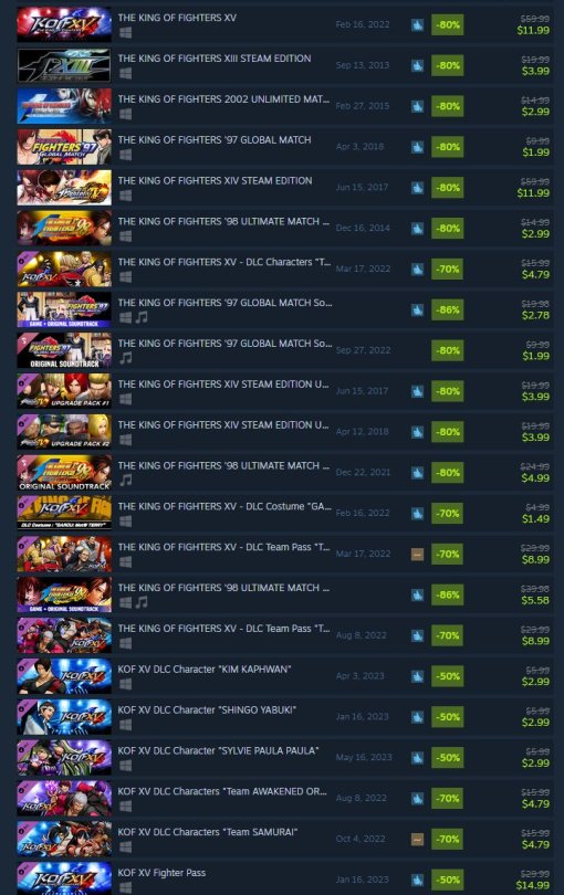 KOF Sale On Steam. Grab It While It's Cheap 