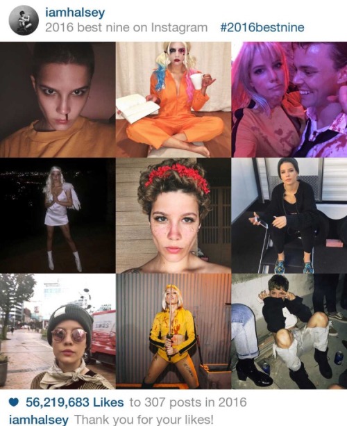 halsey’s nine most liked instagram pictures of 2016.