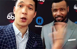 harryshumjjr:shadowhunterstv: @HarryShumJr &amp; @IsaiahMustafa are at the #FreeformUpfront