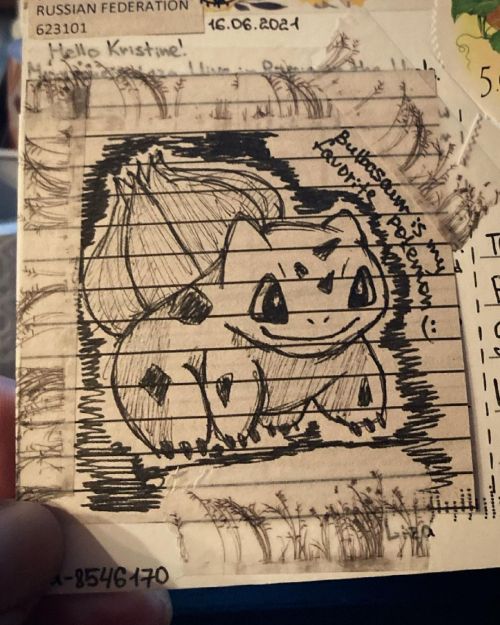 #Bulbasaur sketch from #Russia! #snailmail #Pokémon  www.instagram.com/p/CQ1xo89Mj71/