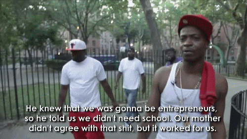 the-ocean-in-one-drop-deactivat: Nas and his brother Jungle, about dropping out of school.Time Is Illmatic (2014)