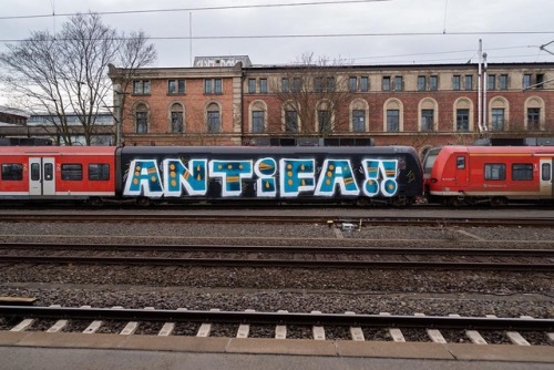 Antifa wholecar in Hannover, Germany