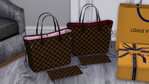 LV NEVERFULL TOTE + POCHETTE (DAMIER EBENE) Comes with two different lining options (Rose Balle