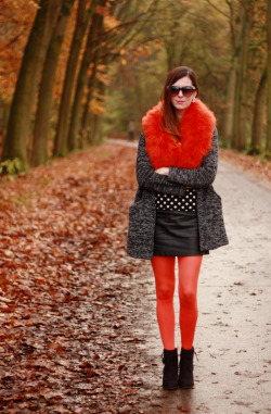 fashion-tights:  Orange and black. Via The