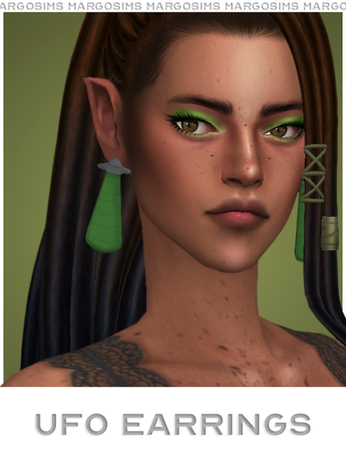 margosims:  UFO Earrings NEW MESH base game compatible 8 swatches f/m teen to elder INSPO Download: 