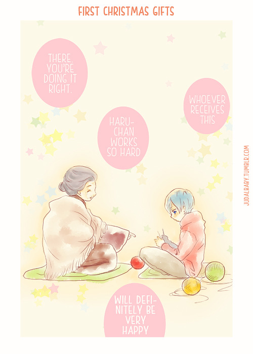 judalbaby:  This is from a prompt Vicki wrote… maybe 2 or 3 months ago and well I guess Christmas is a good chance to stop being lazy and draw it (*´▽｀*). Merry Christmas everyone (*´▽｀*)!!! /being late for everything again (*´▽｀*)/
