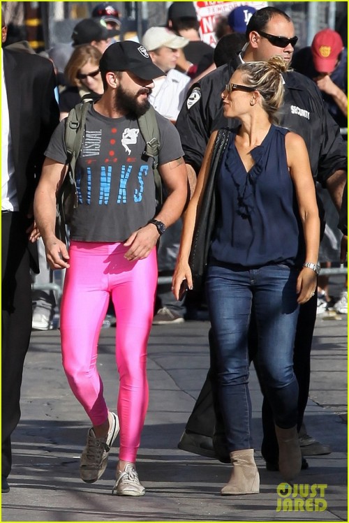 Shia LeBouf taking Ellen&rsquo;s challenge to get photographed in these pants for a donation to 