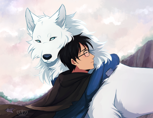 Commission for gabapple for their fanfic, its Yuuri and Wolf!Viktor !I got totally carried away with this haha but it was so much fun !