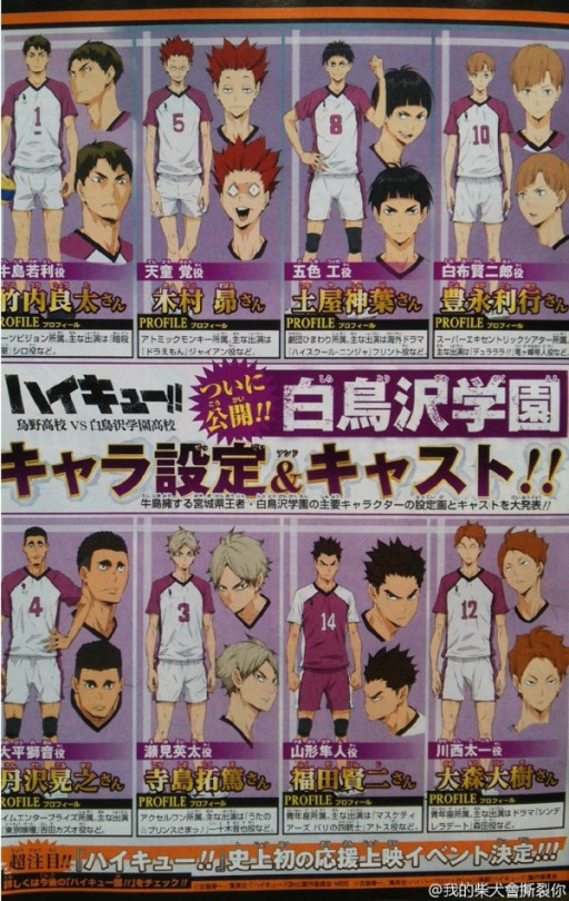 Hiatus — 『Haikyuu Season 3』Shiratorizawa Seiyuu Cast