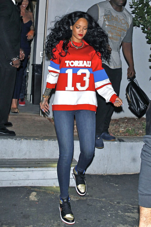 ecstasymodels:Rihanna’s Greystone Manor Toreau Red, White, And Blue Motif Sweatshirt