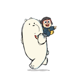 losassen:  Warm up drawing from this morning, Ice Bear picking up Chloe from school. 