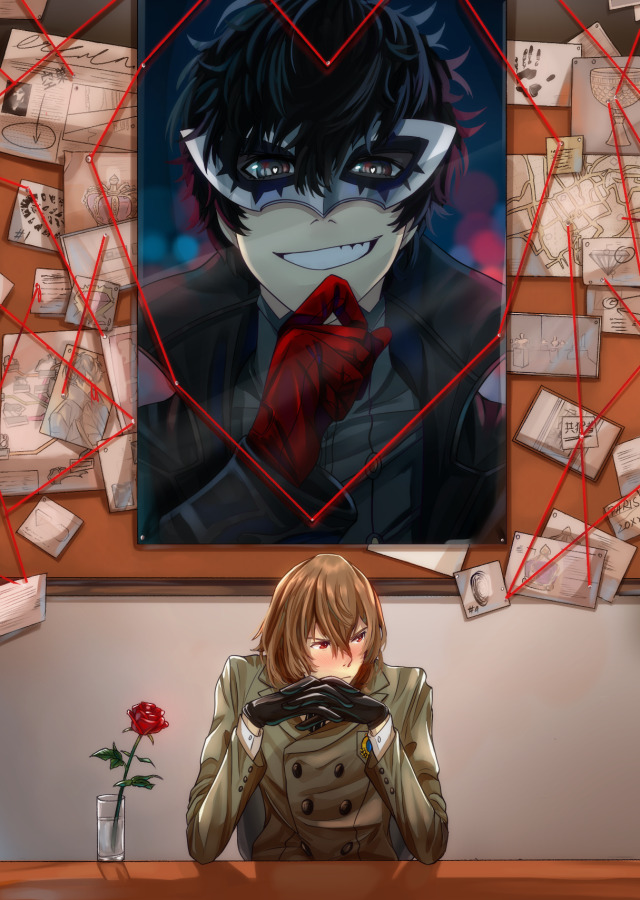 Feelings are hard to deduce (even when they’re obvious) #shuake#akeshu#persona 5#akechi goro #persona 5 protagonist #akira kurusu#ren amamiya #persona 5 royal  #look i just wanted to draw a heart from those red strings detective use  #aldo i adore the actual phantom thieves au #my art