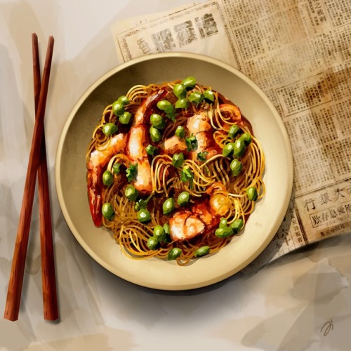 Shrimp edamame asian noodle.-Dedicated this one for my Mom who’s having a Birthday early thi