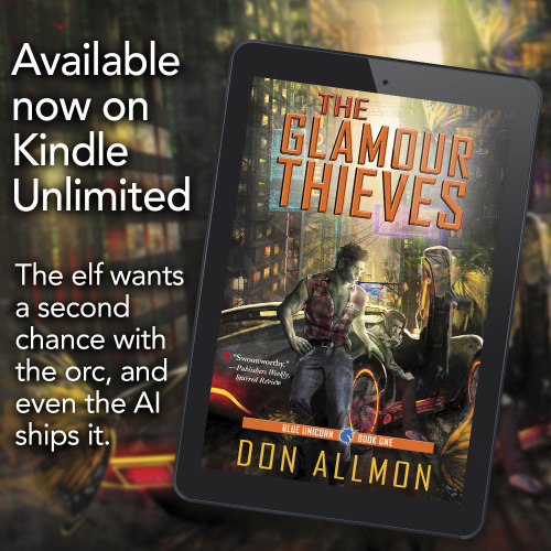 Attention fans of cyberpunk and gay, interspecies dating! The Glamour Thieves by Don Allmon is curre