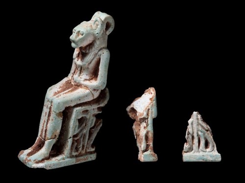 Amulet of Sekhmet, faience, Napatan period, 698-664 BCE, Meroe, Sudan, tomb S 125