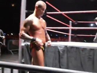Randy tying up his trunks