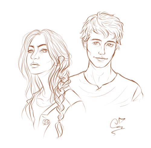 seaweedandcinder: Katniss and Peeta Book Versions sketch (y)