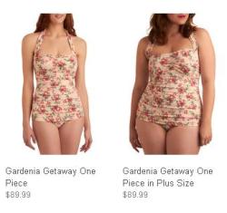 summershadowtwin:  uncannyacting:  crash-course-pony:  buttsosaurus:  femmesandfamily:  ATTENTION CLOTHING DISTRIBUTORS Oh look, the amazing idea that it doesn’t cost more to make plus sizes.  See how it’s the same fucking swimsuit for the same