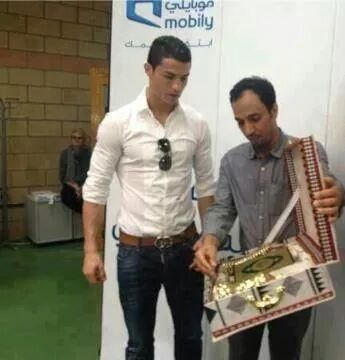 myowndunya:  Christiano Ronaldo gave 1.200.000€ to Palestine, he received a Quran from Palestinians as a gift. So much respect for this guy. He is not even Muslim. 