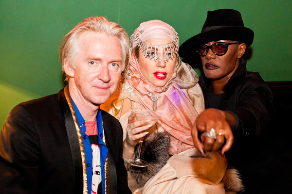 gagaroyale:  Philip Treacy, Grace Jones and Gaga at a London Fashion Week after party