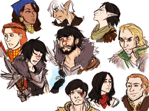 so at first i was all “ok gonna practice drawing the hawke family yay” but then my mind was all “lol nope draw all of the sexy default companions too” sigh