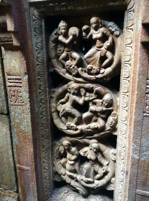 Dancers sculptures at south indian temple