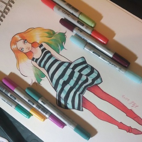 Tratando de dibujar con marcadores copic.