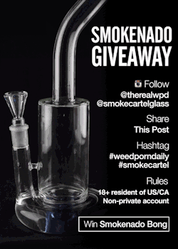 weedporndaily:  SMOKE CARTEL GIVEAWAY Our newest sponsor (Smoke Cartel) has provided us with an excellent piece of glass to give away to one lucky super stoner! Enter for a chance to win the Turbine Cyclone Percolator “Smokenado” Water Pipe, courtesy