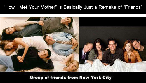 tastefullyoffensive:  ‘How I Met Your Mother’ is Basically Just a Remake of 'Friends’ [via]Previously: Theory of the Pixar Universe 