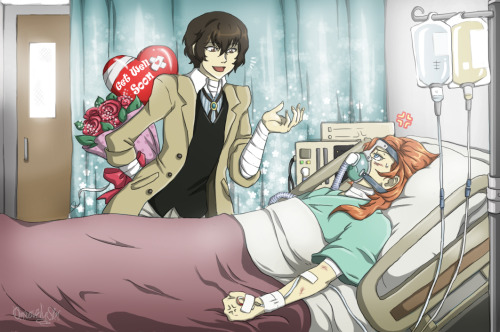 onelovelysin: Finished! Dazai visiting badly injured Chuuya in the hospital after a mission gone ver