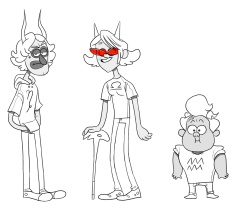 badmasteryoujerk:  So! Here are some better GravityFalls!stuck sketches of Terezi, Gamzee and Cronus! I hope you guys like!