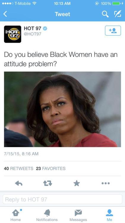 theblackdream:  jaetothewynn:  korrslight:  fedupblackwoman:  belleafricain:  HOT 97 tweets then deletes this… I am exhausted.   What is this filth?  *whispers* hot 97 aint for us  ^^^  fuck those clowns so tired of them appropriating and chastising