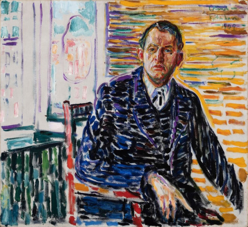 antonio-m:“Self-Portrait in the Clinic”, 1908, by Edvard Munch, (1863-1944). Norwegian artist. (on loan for exhibit at Courtauld Gallery, Somerset House, London). oil on canvas