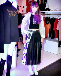 tokyo-fashion:  Tokyo-based model RinRinDoll wearing DVMVGE at the opening of the new Never Mind The XU boutique in Harajuku. 