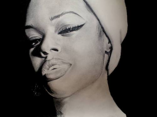 Finished Azaelia Banks drawing :) coal for the background and the darker areas. Otherwise its a 3B a