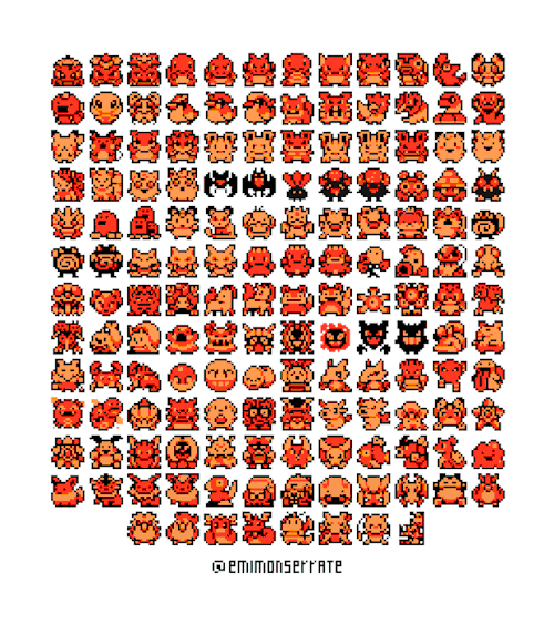 excarabu: Kanto pokedex completed! Look at how bouncy they are haha Also, check @eevee ‘s work, putting this guys into an actual rom. You can try it here! 