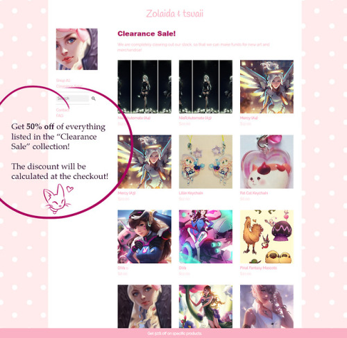 Me and tsuaii are having a clearance sale on our Storenvy to make room and funds for new art and mer