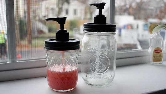 DIY bathroom soap dispensers     You don’t have to use the container your liquid soap comes in.