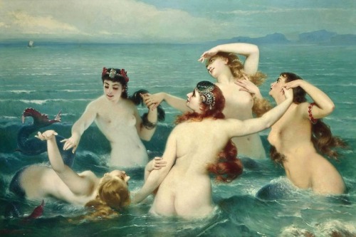 1883_ (CHARLES EDOUARD BOUTIBONNE), 1816-1897.Mermaids frolicking