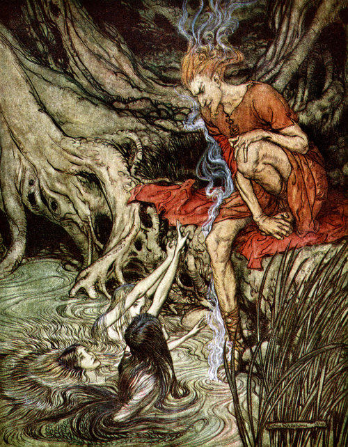 Arthur Rackham (English, 1867-1939, b. Lambeth, London, UK) - Loki, the Norse Trickster God from The