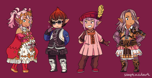 soaptaculart:Me: I’m not just biased towards lalafellsMe: Oh, my four favourite NPCs? I’m glad you a