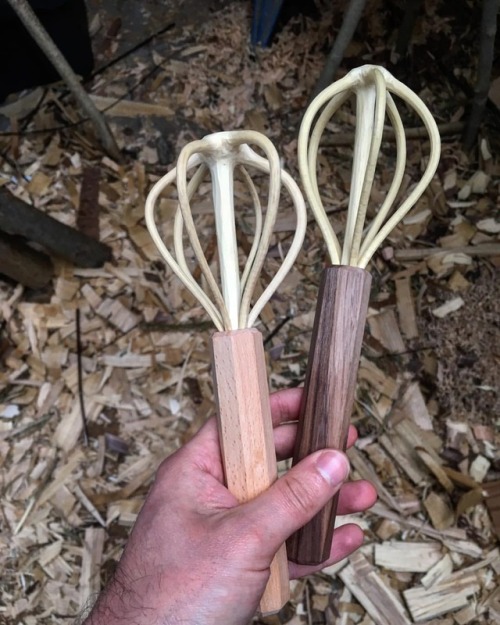 I’m finally getting around to putting some handles on the Christmas tree whisks I started in January