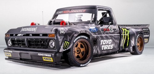 v-eight-lover: carsthatnevermadeitetc:Hoonitruck, 2018 (1977), by Ken Block. A1977 Ford F-150 powere