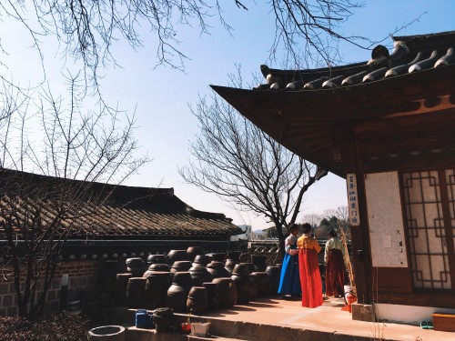 Snapshots from Buckhon Hanok Village’s Gahoe-dong, including the historic Baek In-je House (top), th